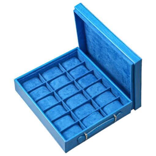 High-End 18-Piece Watch Bright Blue Box/Tray with Top Watch Storage - Image 2