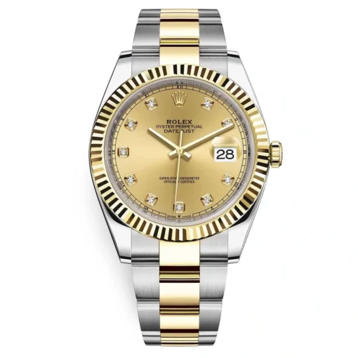 Rolex 126333 Datejust Champagne Diamond Oyster 41mm Steel and Yellow Gold Mens Watch