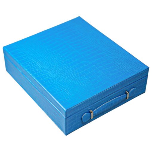 High-End 18-Piece Watch Bright Blue Box/Tray with Top Watch Storage - Image 5