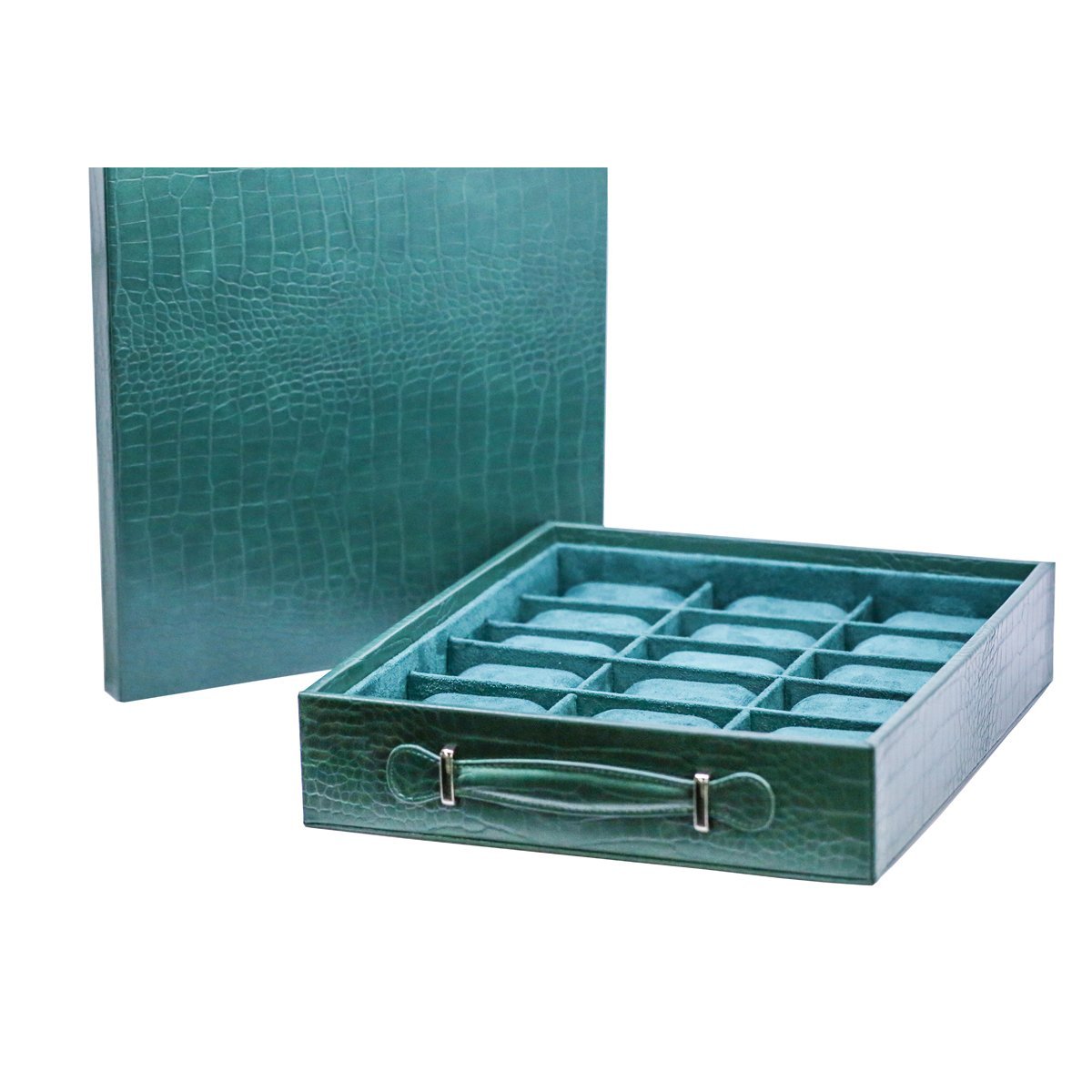 High-End 18-Piece Watch Green Box/Tray with Top Watch Storage - Image 3