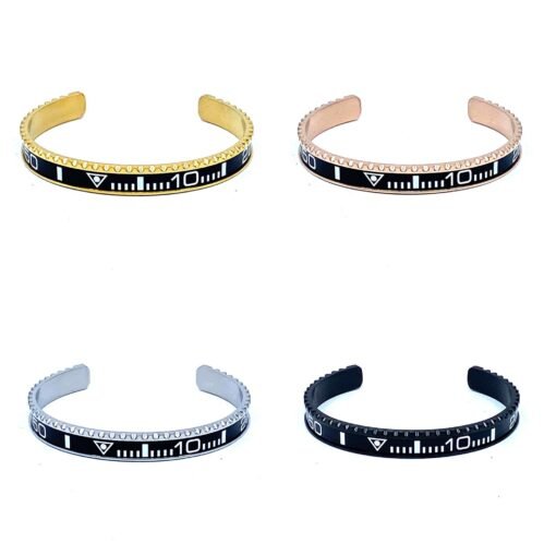 Speedometer Style Bracelet 1pcs Stainless Steel Watch Bangle, Black with Digits - Image 2
