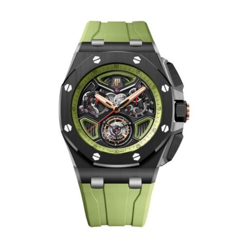Audemars Piguet 26622CE.OO.D062CA.01 Royal Oak Offshore Black and Green Dial Green Rubber Strap