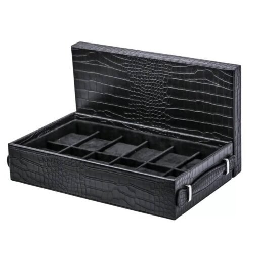 High-End 12-Piece Watch Black Box/Tray with Top Watch Storage - Image 2