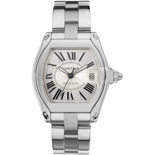 Cartier Roadster W62025V3 Silver Sunray-Effect Dial Steel Bracelet Watch
