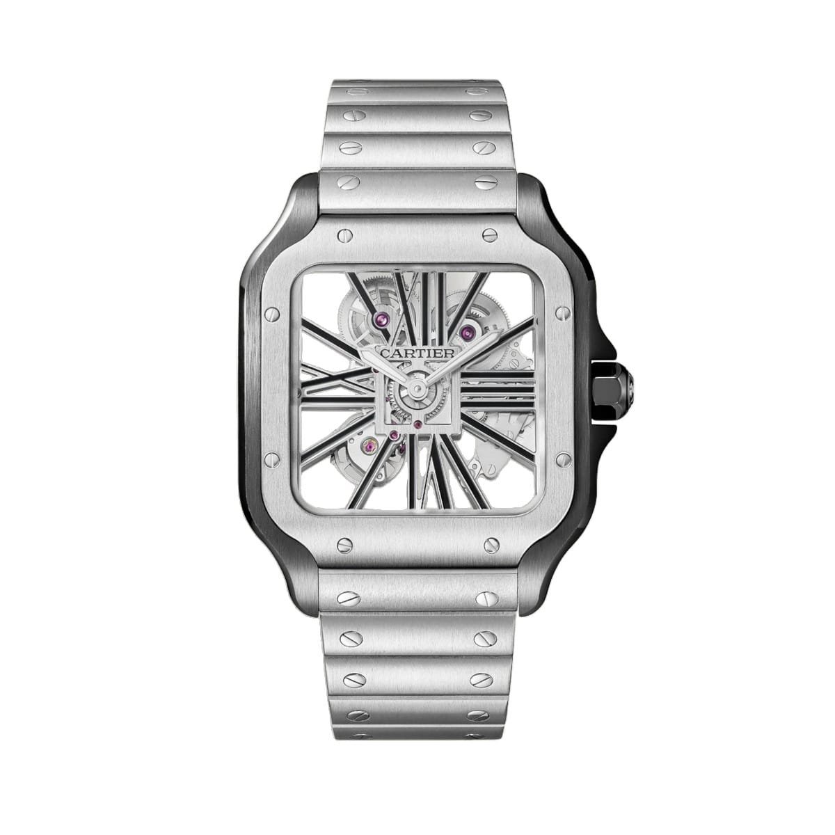 Cartier WHSA0027 Santos de Cartier Black Skeleton Dial Large