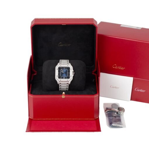 Cartier WSSA0030 Santos De Cartier Large Blue Dial Aftermarket Diamonds 39.8mm Watch - Image 2