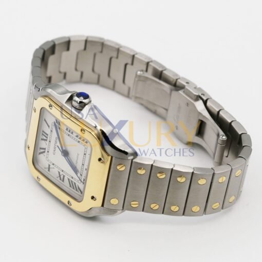 Cartier Santos De Cartier W2SA0007 Automatic Silver Dial Steel and Yellow Gold Men’s Watch - Image 4