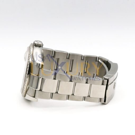 Rolex 116244 Datejust Silver Floral Diamond Bezel Stainless Steel Watch - Image 4