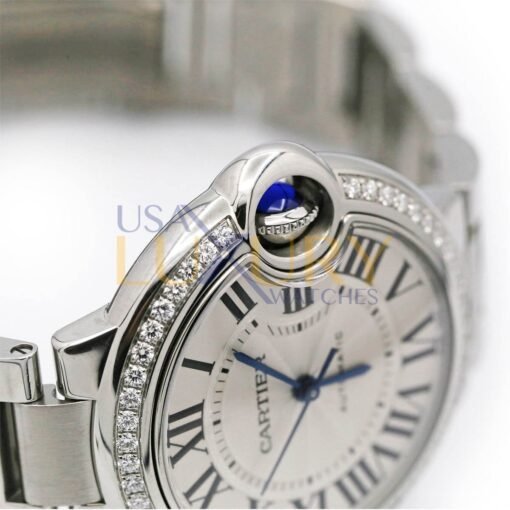 Cartier W4BB0016 Ballon Bleu  Silver Flinque Sunray Dial Ladies Watch - Image 8