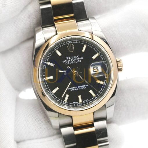Rolex Datejust 116201 Two Tone Stainless Steel & Everose Gold  Black Dial 36mm - Image 10