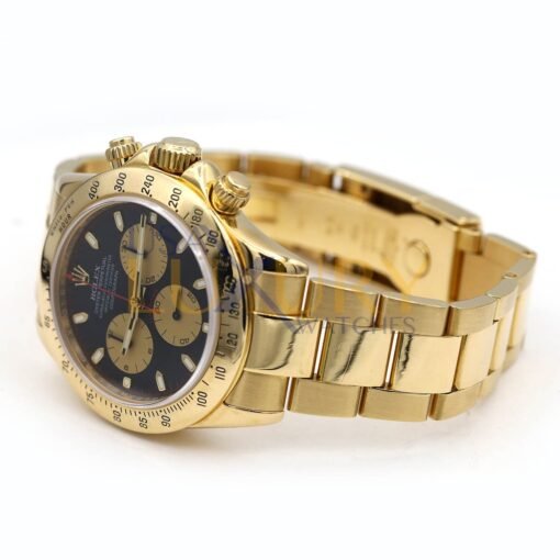 Rolex Daytona 116528 18k Yellow Gold Black and Champagne Dial Automatic Watch - Image 7