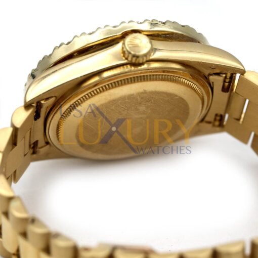 Rolex 18038 Day-Date 18k Yellow Gold Green Roman Dial Aftermarket Diamond Bezel Watch - Image 6