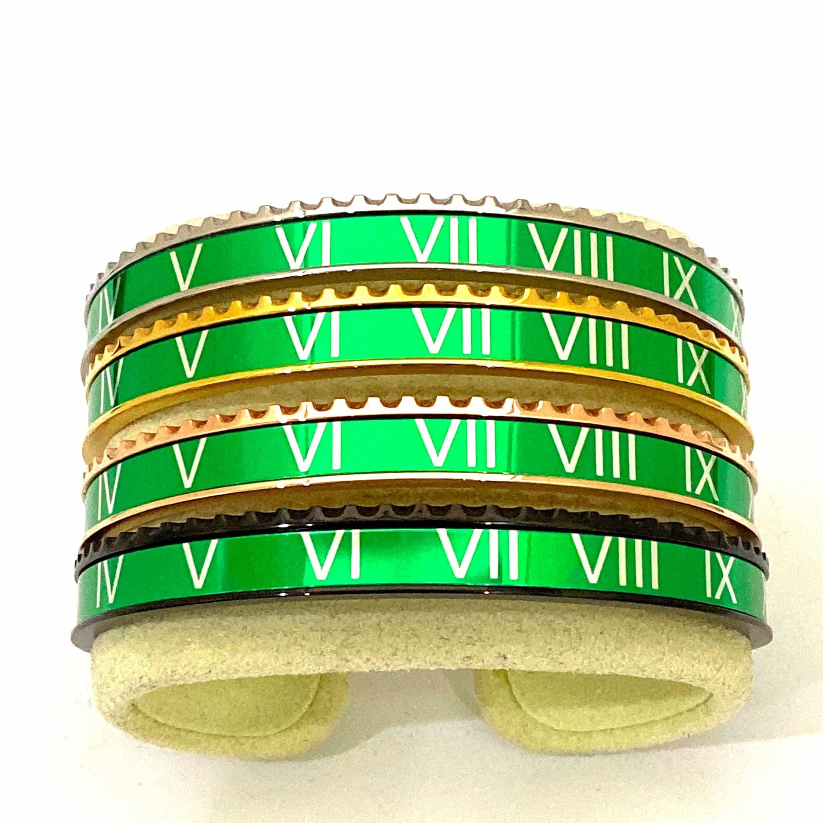 Speedometer Style Bracelet 1pcs Stainless Steel Watch Bangle, Green