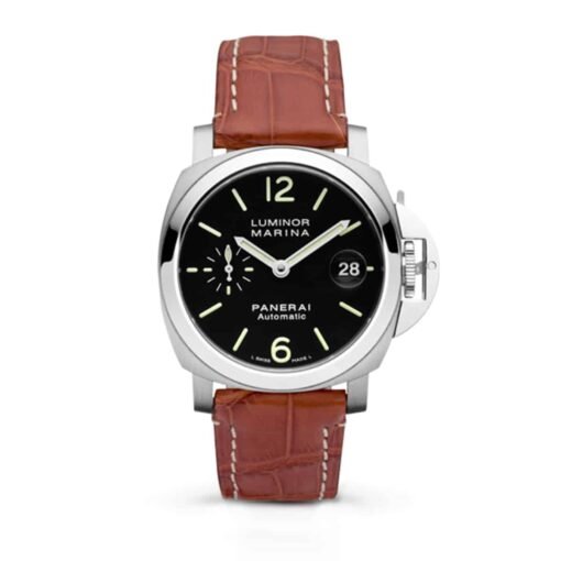 Panerai PAM00048 Luminor Marina Automatic Black Dial Brown Strap 40mm Mens Watch