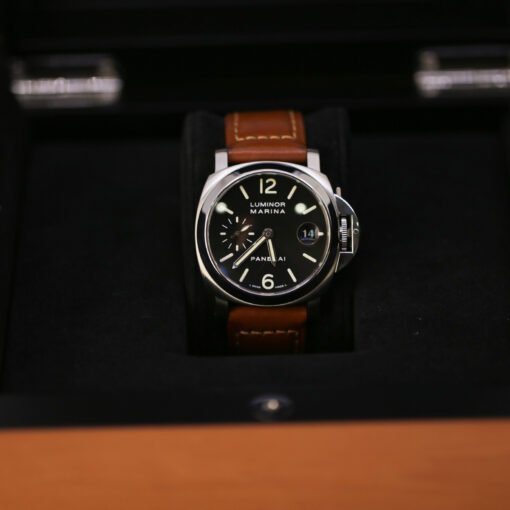 Panerai PAM00048 Luminor Marina Automatic Black Dial Brown Strap 40mm Mens Watch - Image 2
