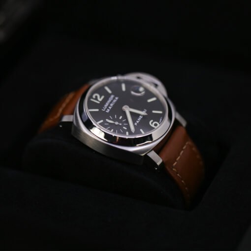 Panerai PAM00048 Luminor Marina Automatic Black Dial Brown Strap 40mm Mens Watch - Image 4