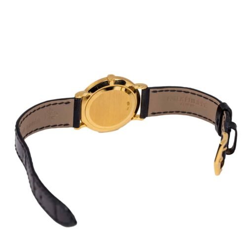 Patek Philippe 3919J-001 Calatrava 33mm 18k Yellow Gold White Dial Black Leather Strap Watch - Image 4
