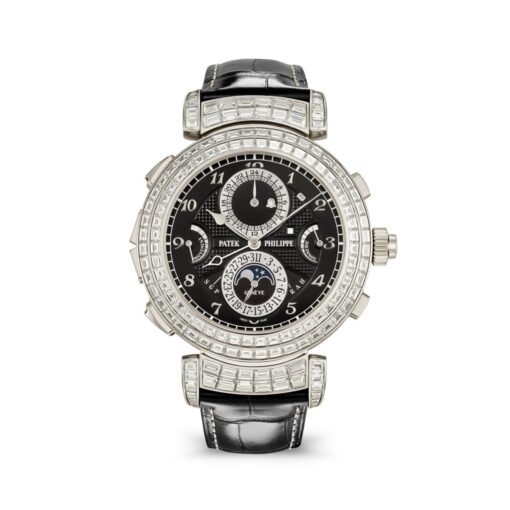 Patek Philippe 6300-400G-001 GRAND Complications Black Dial Black Leather Strap