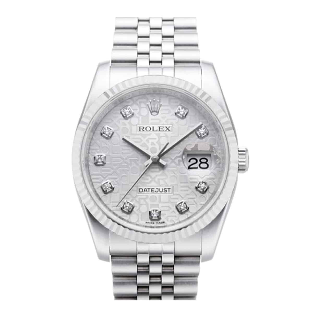 Rolex Datejust 116234 Steel & White Gold Jubilee 36mm Rolex Silver Diamond Dial