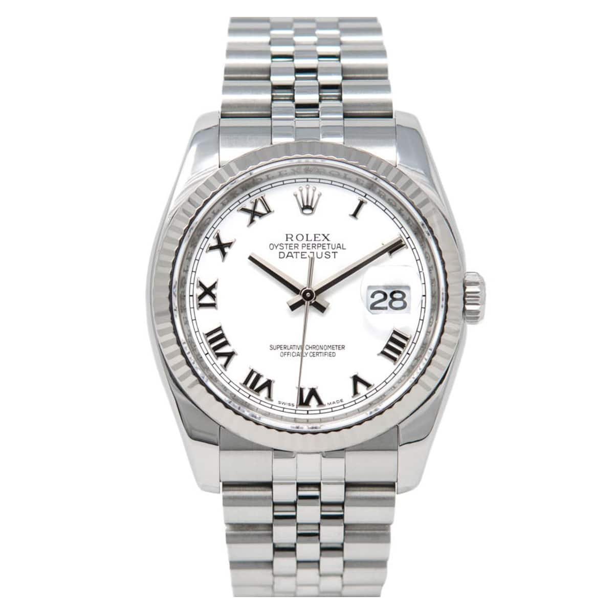 Rolex Datejust 116234 Steel & White Gold Jubilee 36mm White Roman Dial