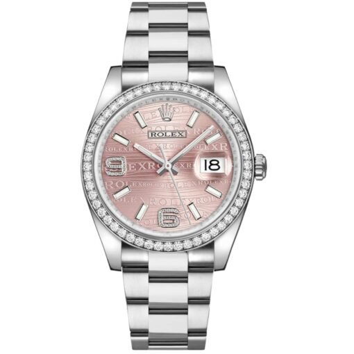 Rolex Datejust 36mm 116244-0039 Pink Wave Motif Dial Oyster Bracelet