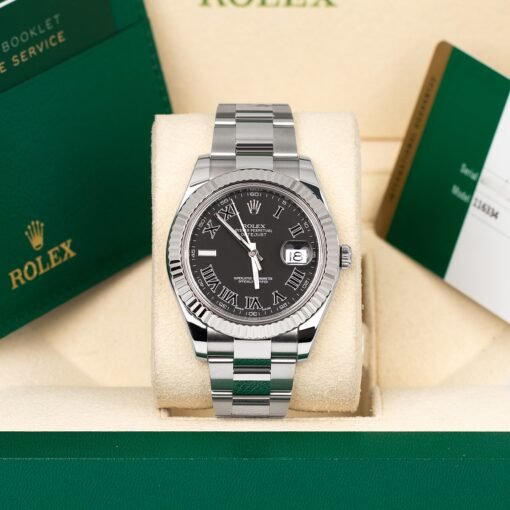 Rolex 116334 Datejust 41mm Black Roman Dial Oyster Bracelet Watch - Image 3