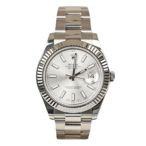 Rolex 116334 Datejust 41mm Silver Stick Dial Oyster Bracelet Watch