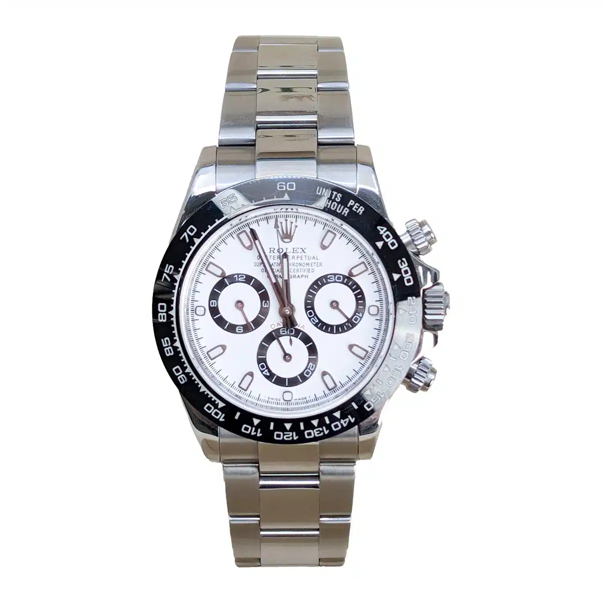 Rolex 116520 Daytona 40mm Stainless Steel Case Aftermarket White Dial & Black Bezel Watch