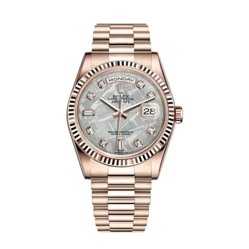 Rolex Day-Date 118235 Meteorite Diamond Dial Rose Gold President Bracelet 36mm Watch