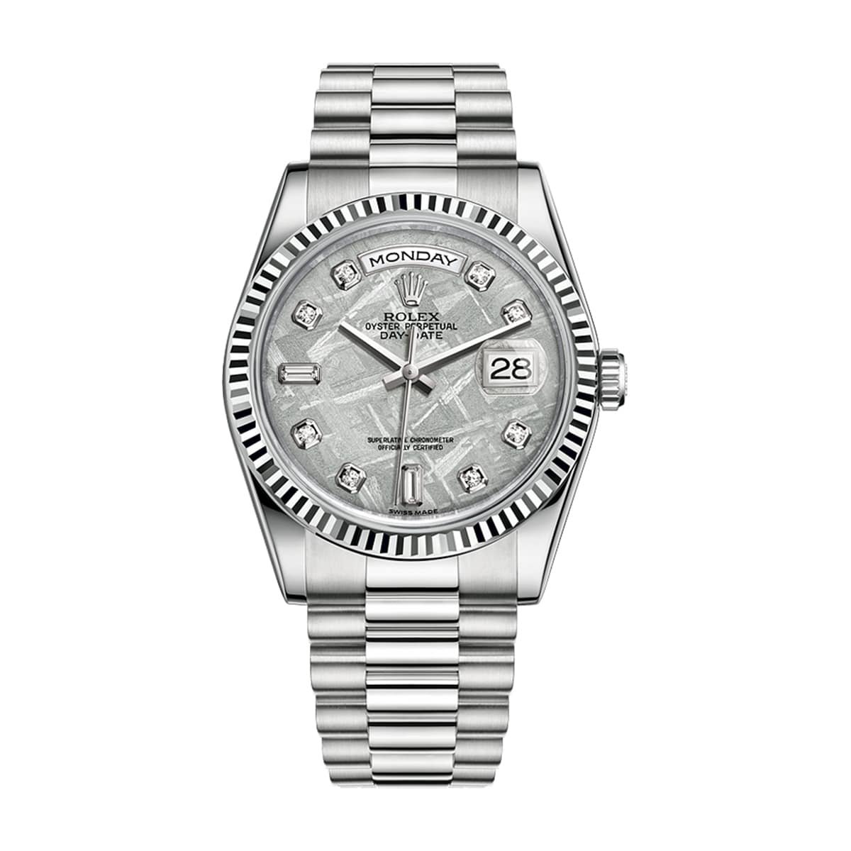 Rolex Day-Date 118239 Meteorite Diamond Dial White Gold President Bracelet 36mm Watch