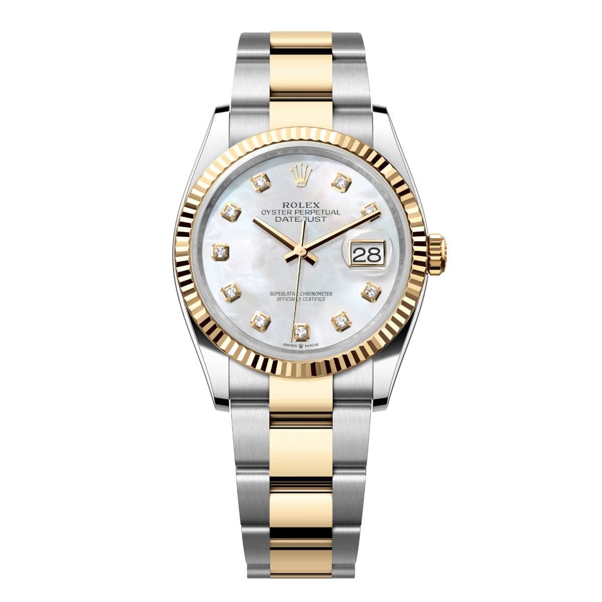 Rolex Datejust 126233-0024 White Mother-of-Pearl 36mm Dial Oyster Bracelet Watch