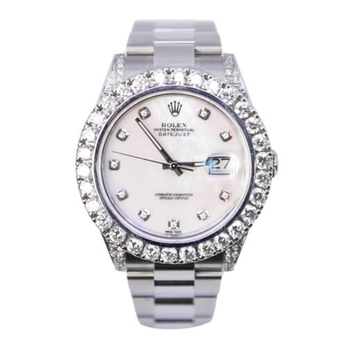Rolex 126300 Datejust 41mm Aftermarket Mother of Pearl Diamond Dial, Diamond Bezel and Lugs Watch