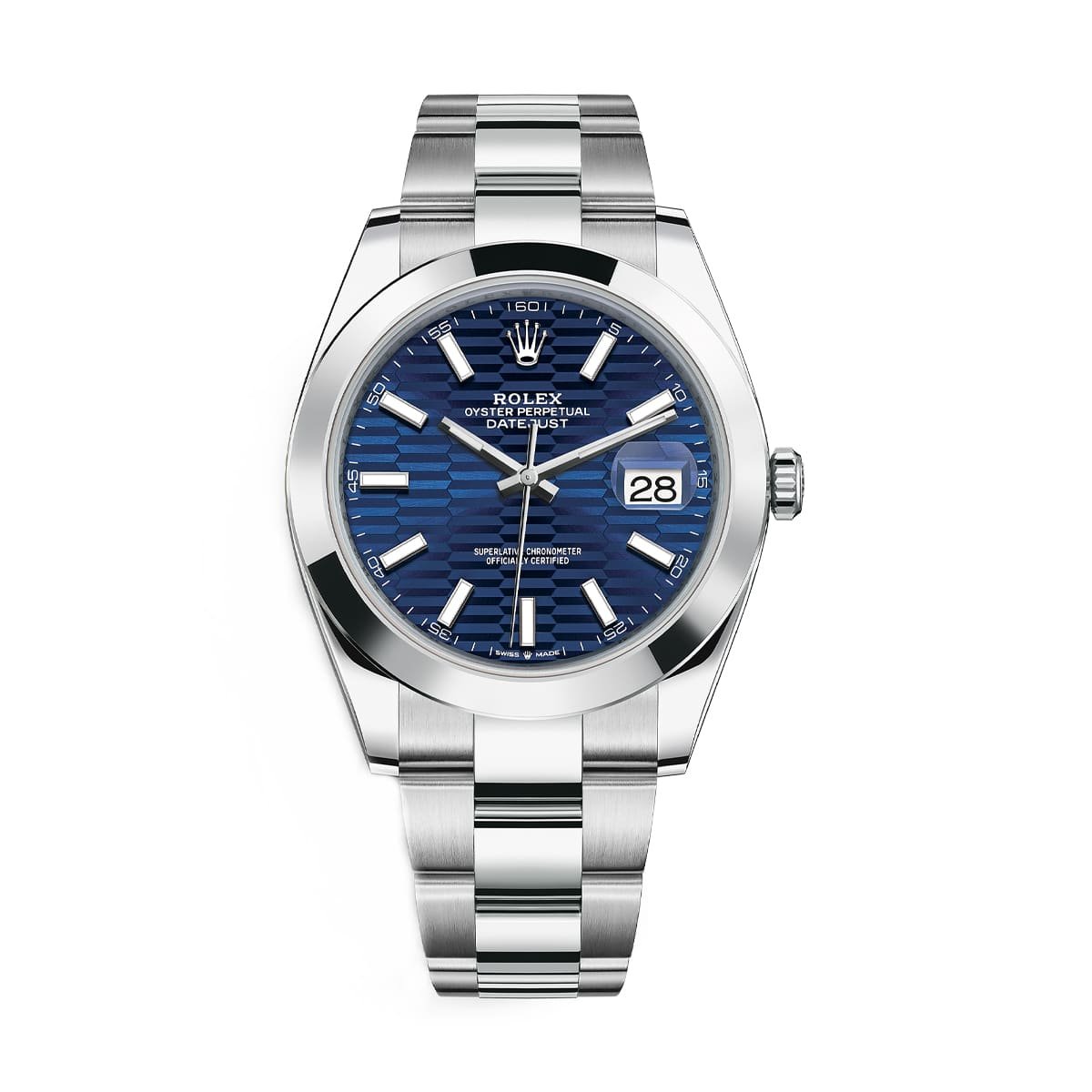 Rolex Datejust 126300 Blue Fluted Dial Stainless Steel Oyster Bracelet Watch
