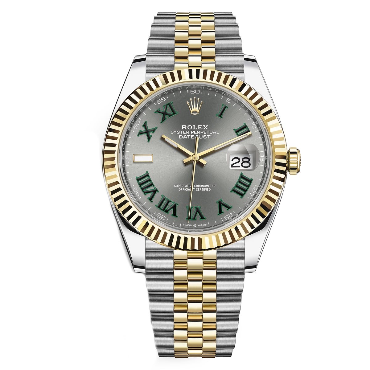 Rolex 126333 Datejust Steel And Yellow Gold Fluted Bezel Wimbledon Dial Jubilee Watch