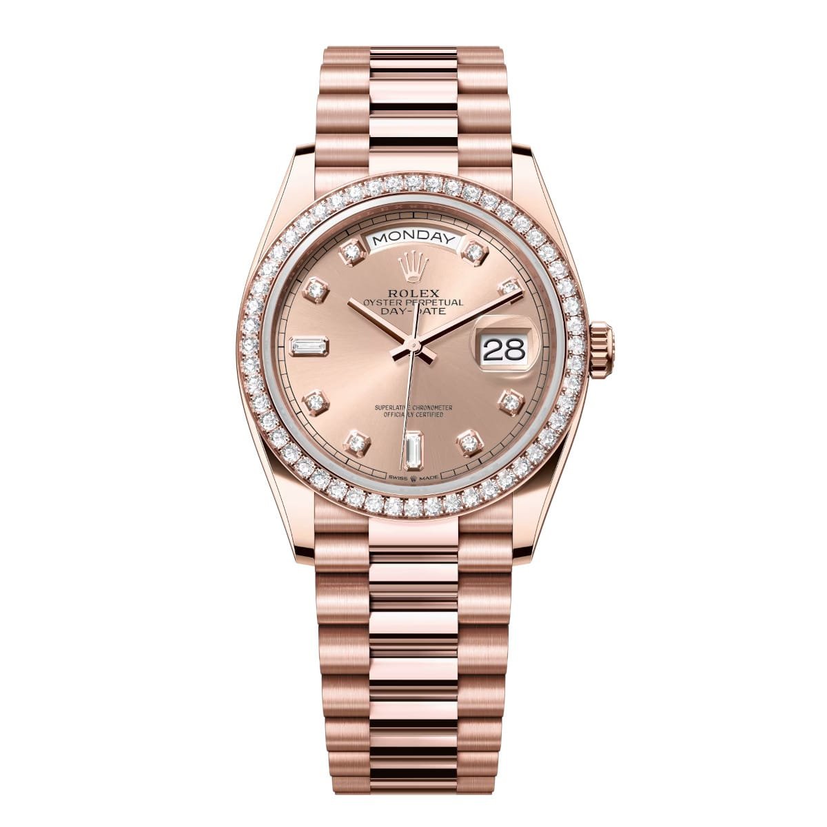 Rolex Day-Date 36mm 128345RBR-0009 Rosé Dial President Bracelet