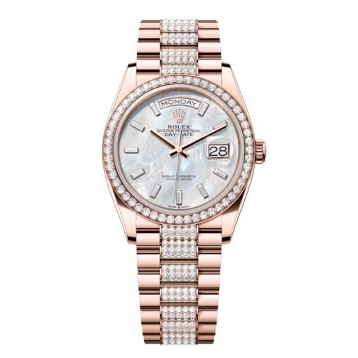 Rolex Day-Date 36mm 128345RBR-0078 White Mother-of-Pearl Dial President Bracelet