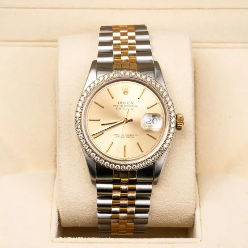 Rolex Datejust 16013 Aftermarket Diamond Bezel Champagne Dial 36mm - Image 2