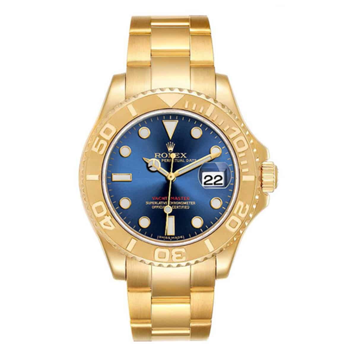 Rolex Yacht-Master Blue 16628 Yellow Gold Watch 40mm