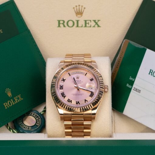 Rolex 218235 Day-Date 41mm 18K Rose Gold Fluted Bezel Concentric Roman Dial Watch - Image 2
