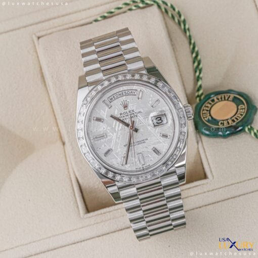 Rolex Day-Date 228396TBR-0027 Meteoriate Baguette Diamond Dial and Bezel Watch - Image 2