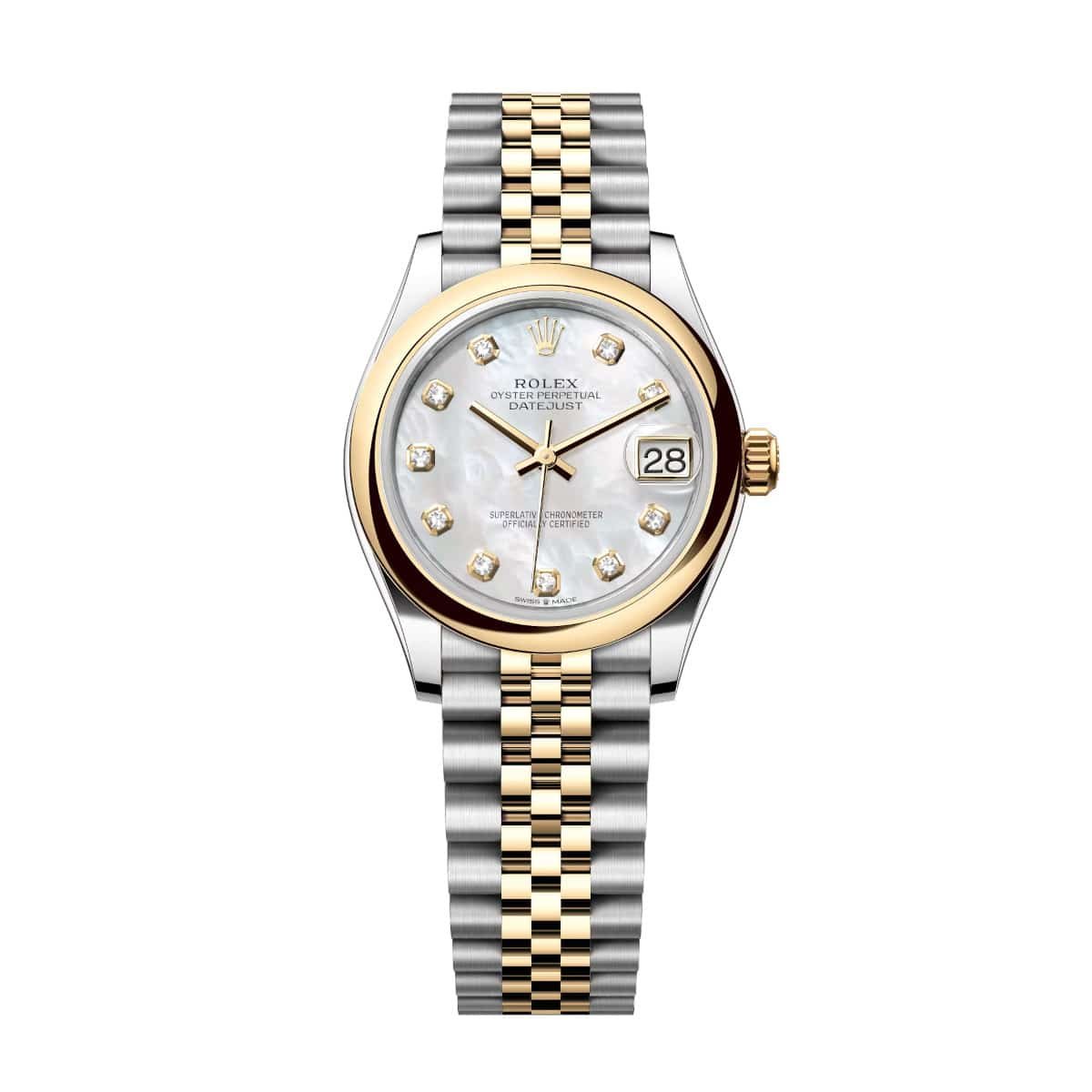 Rolex Datejust 31mm 278243-0028 White Mother-of-Pearl Dial Yellow Rolesor Jubilee Watch