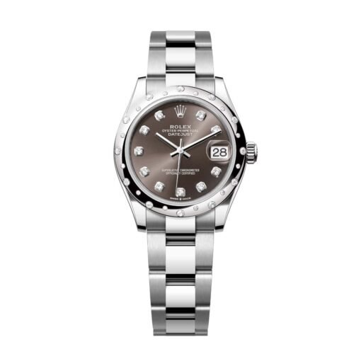 Rolex Datejust 278344RBR-0007 Dark Grey Dial 31mm Domed Diamond Oyster Watch