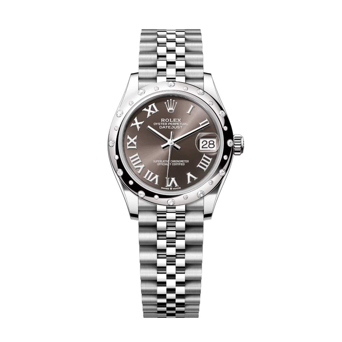 Rolex Datejust 278344RBR-0024 Dark Grey Dial 31mm Domed Diamond Jubilee Watch