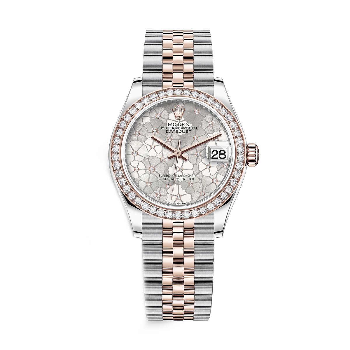 Rolex Datejust 278381RBR-0032 Floral Dial and Diamond Bezel Watch