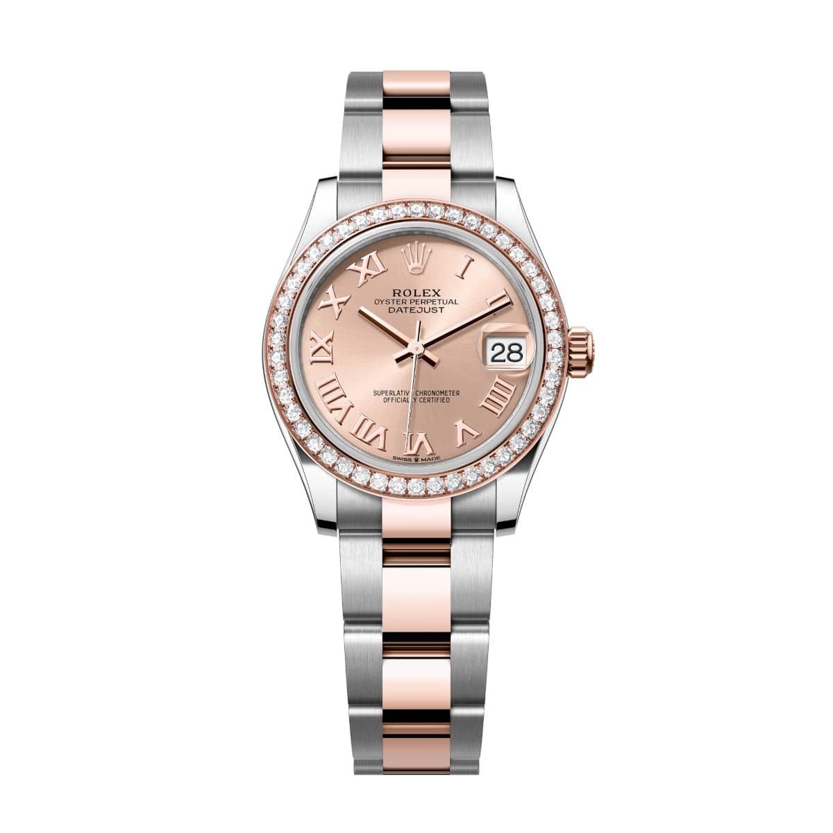 Rolex Datejust 278381RBR-0001 Rosé Roman Dial Diamond-Set Bezel 31mm