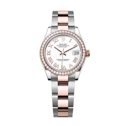 Rolex Datejust 278381RBR-0003 White Roman 31mm Dial Diamond-Set Bezel and Oyster Bracelet Watch