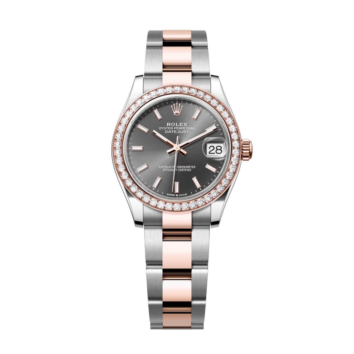 Rolex Datejust 278381RBR-0017 Slate 31mm Dial Diamond-Set Bezel and Oyster Bracelet Watch