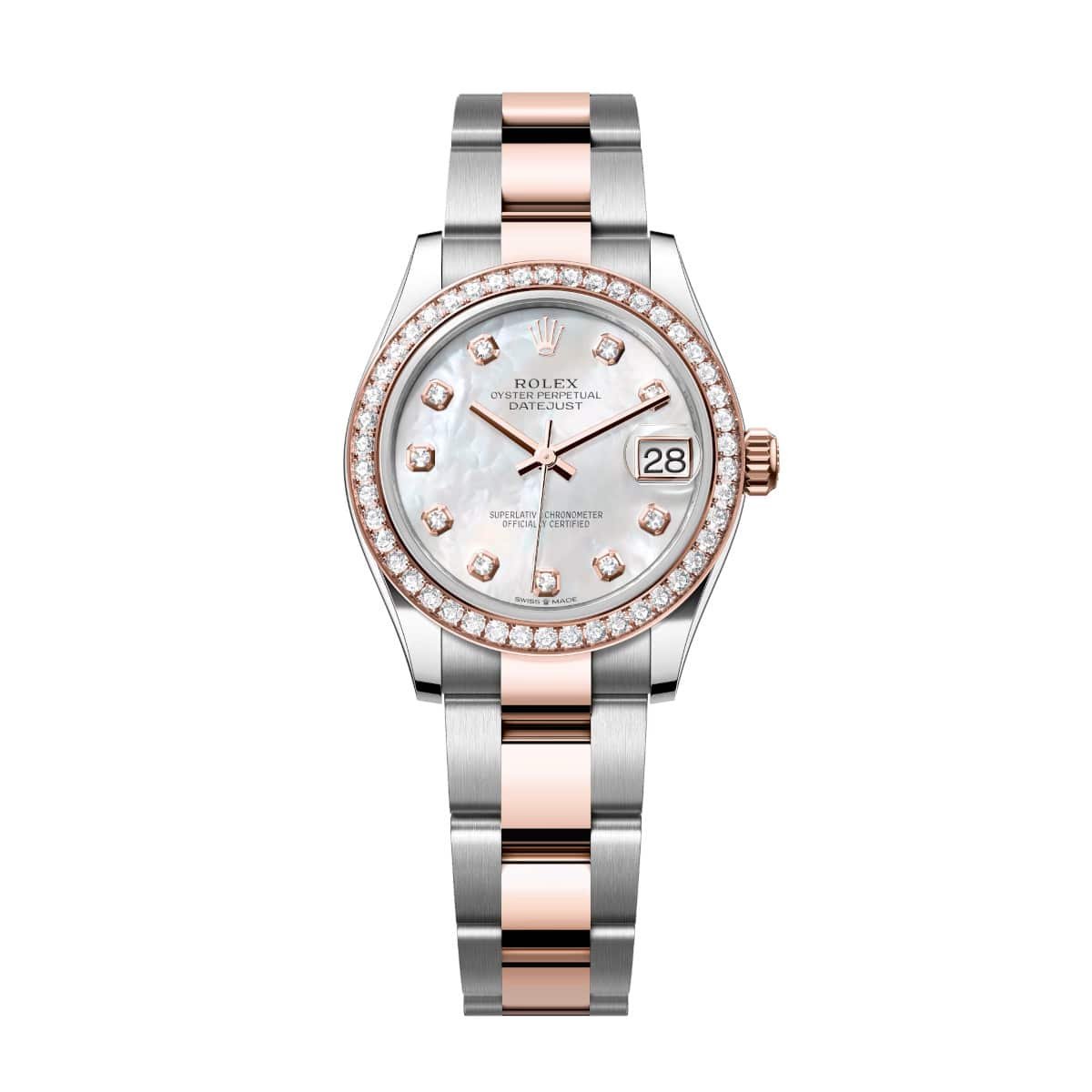 Rolex Datejust 278381RBR-0025 Mother-of-Pearl Diamond 31mm Dial Diamond-Set Bezel and Oyster Bracelet Watch