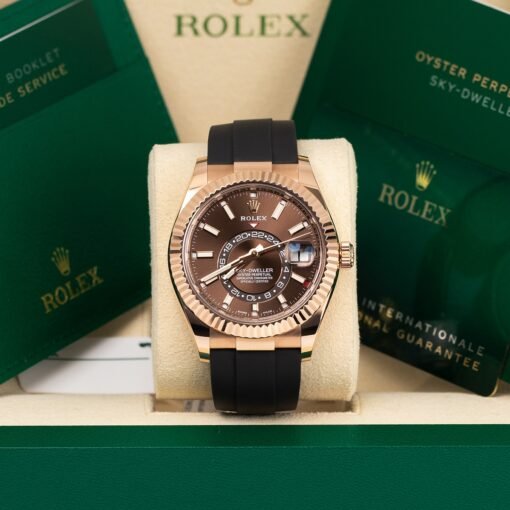 Rolex 326235 Oyster Perpetual Sky-Dweller 18k Everose Gold Chocolate Dial Watch - Image 3