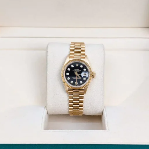 Rolex 69178 Lady Datejust 18K Yellow Gold Black Diamond Dial 26mm - Image 2